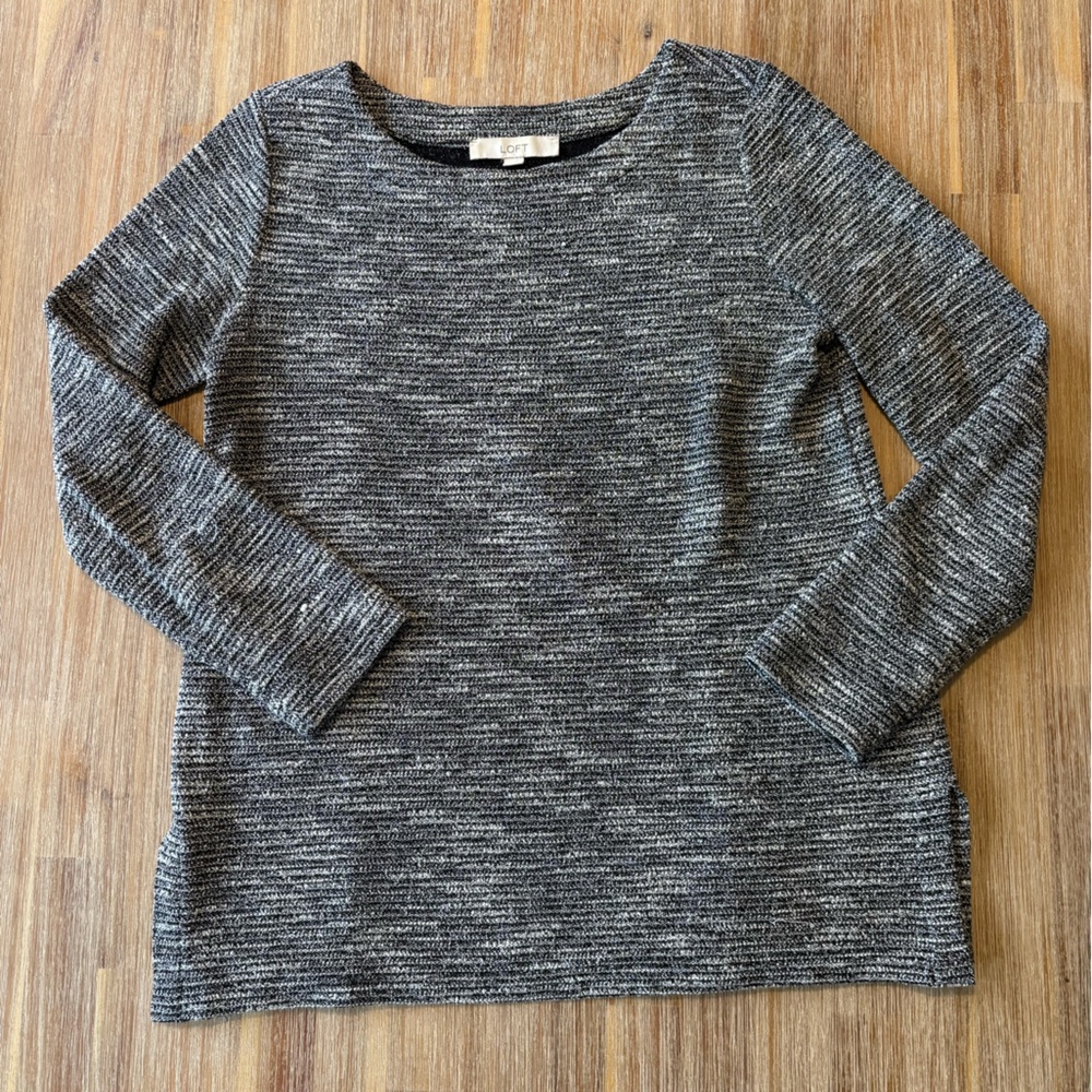 LOFT Black White Textured Sweater